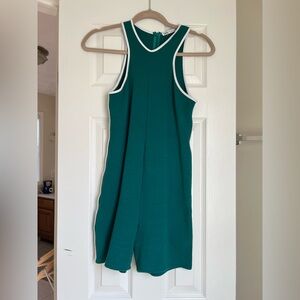 Zara Emerald Green Sleeveless Dress with White Trim